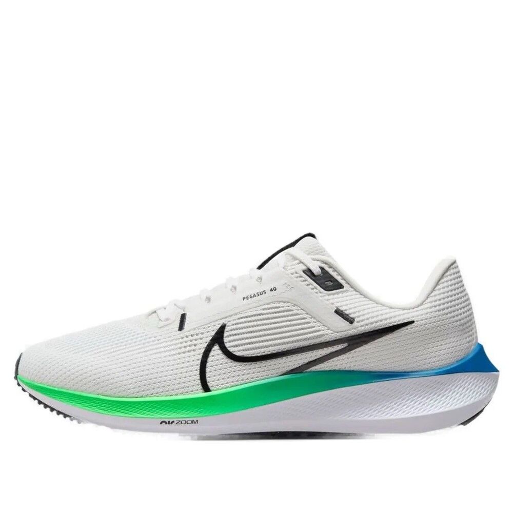 Size 15 Nike Air Zoom Pegasus 40 Platinum Tint White Black Green Mens DV3853-006
